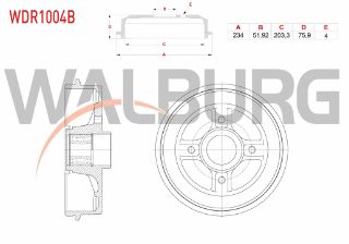 FREN KAMPANASI ARKA RULMANLI 4 DELIK 234X51,92X203,3X75,9 RENAULT CLİO II 1998-2005/ MEGANE II 2002-2008 / SYMBOL II 2008-2012 /DACIA LOGAN 2004-2012 resmi