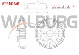 FREN KAMPANASI ARKA RULMANLI ABS OKUYUCULU TIRNAKLI 4 DELIK 261,5X61,93X228,6X89,3 RENAULT CLİO IV 1.2 TCE - 1.5 DCI 2012 / KANGOO 1.5 DCI 2008- / CAPTUR 1.2 - 1.5 DCI 2013- resmi