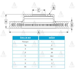 FREN DİSKİ SORENTO 02-10  ÖN HAVALI 302-5 resmi