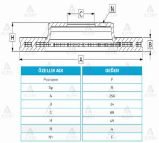 FREN DİSKİ CARİSMA 96-00 1.8  S-40 97-00  ÖN HAVALI 256-4 resmi