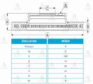 FREN DİSKİ PRIMERA 90-02  ALMERA 00-02  ARKA DÜZ 258-4 resmi