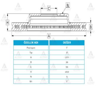 FREN DİSKİ AVENSİS 03-08  ÖN HAVALI 277-5 resmi