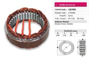 STATOR ISKRA TİP 24V 100A OTOKAR DORUK OTOBUS YM SULTAN NURSAN 170024 resmi