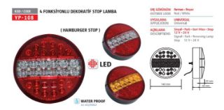 STOP LAMBASI HAMBURGER TİP 4 FONKSİYONLU SARI LEDLİ (SİNYALLI) resmi