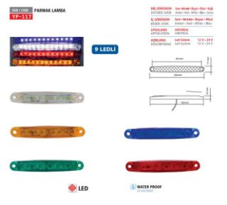 PARMAK LAMBA 9 LEDLİ SARI 24V resmi