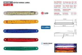 PARMAK LAMBA 12 LEDLİ BEYAZ 24V resmi