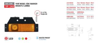 SIDE MARKER YENI MODEL LEDLİ BEYAZ BRAKETLI 12/24V resmi