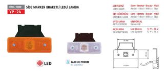 YAN ISARET LAMBASI SIDE MARKER 4 LEDLİ 12 V BEYAZ BRAKETLI resmi