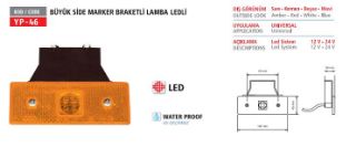 YAN ISARET LAMBASI SIDE MARKER LAMBA BÜYÜK LEDLİ SARI 12V BRAKETLI resmi