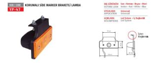 YAN ISARET LAMBASI SIDE MARKER LAMBA BÜYÜK DUYLU SARI 12V KORUMALI BRAKETLI resmi