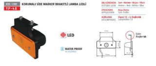 YAN ISARET LAMBASI SIDE MARKER LAMBA BÜYÜK LEDLİ SARI 12V KORUMALI BRAKETLI resmi